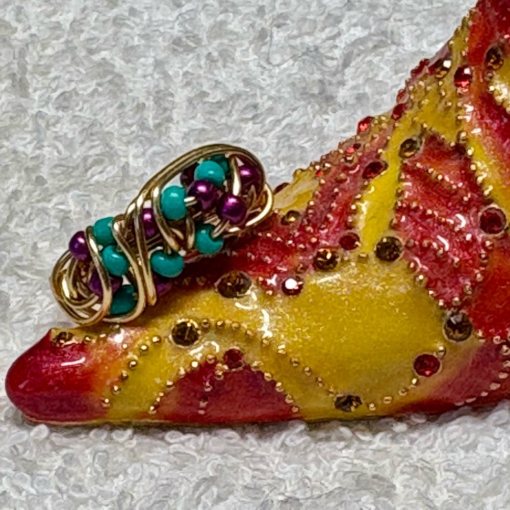 Gold and Purple Wire Wrapped Ring - Picture 6 of 9